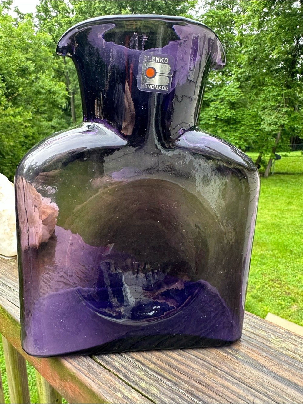 Blenko Handmade Amethyst Glass Vase or Water Pitcher Vintage